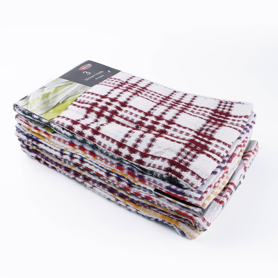 KITCHENMARK Cotton Kitchen Towels 3pc Pack x 6 Set 