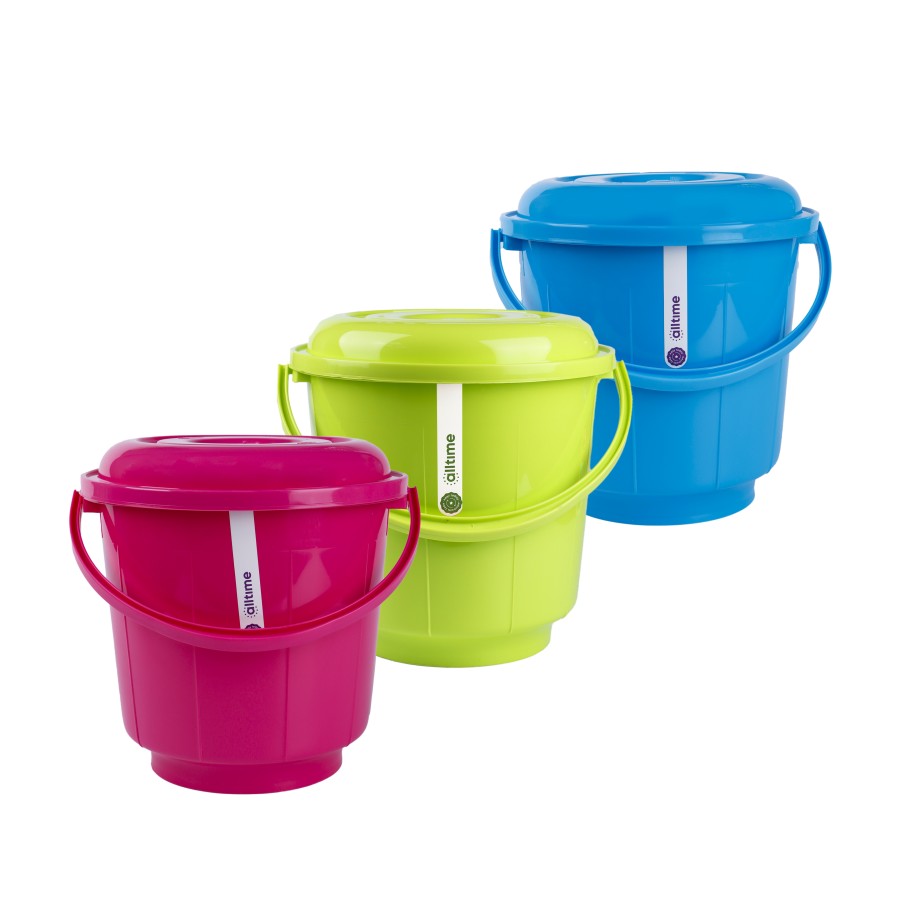 alltime Plastic Bucket with Lid 20Ltr - 3 Color Pack