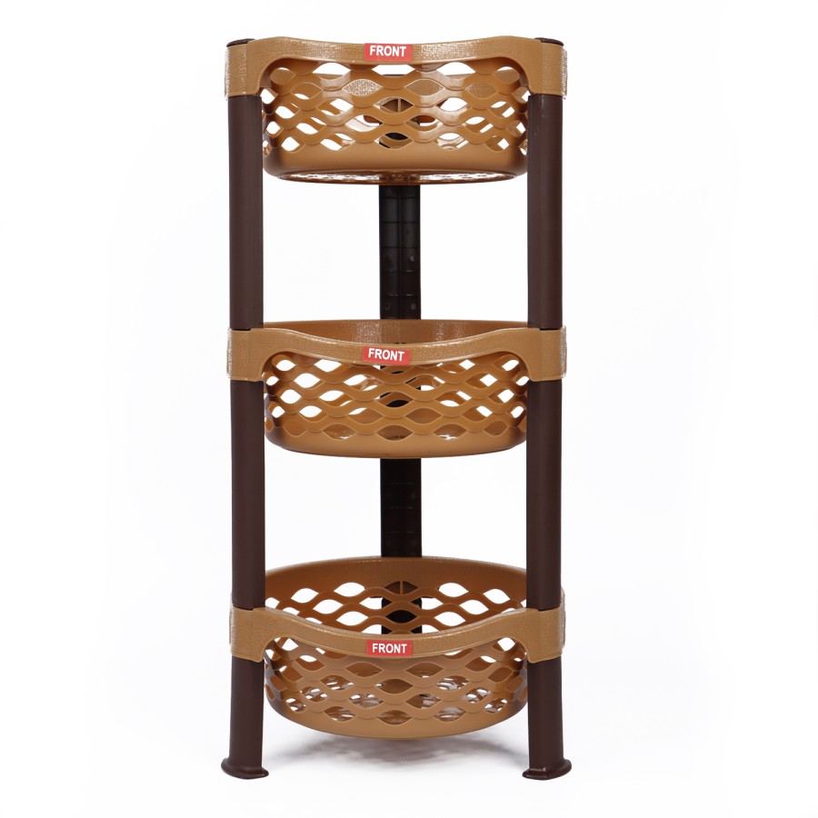 NAKODA Ultima Round Plastic Rack 3 Tier Small 60x27.5cm - Beige 