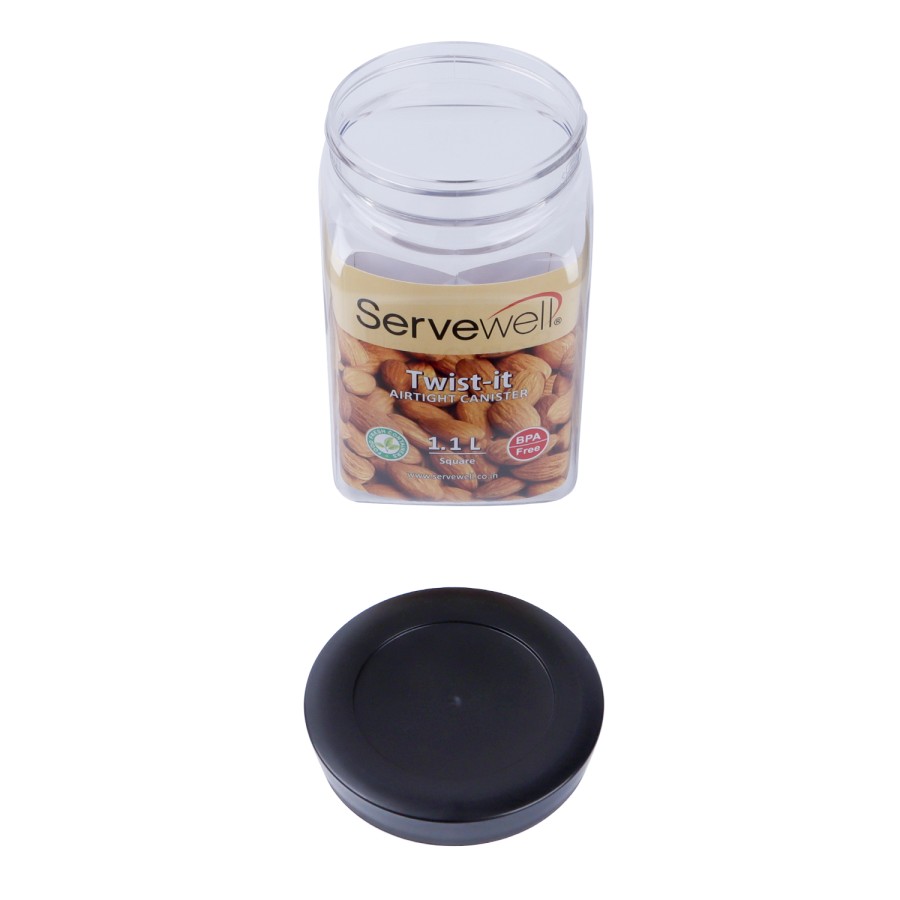 Servewell Airtight Canister Square Transparent Container 1100ml