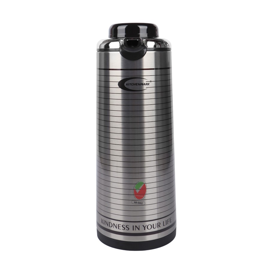 KITCHENMARK 1.9L Vacuum Flask - Silver Stripes