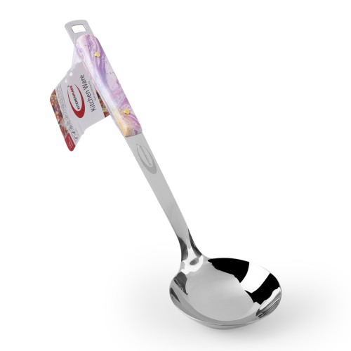 KITCHENMARK Stainless Steel Ladle Soup Spoon - Pink Pattern