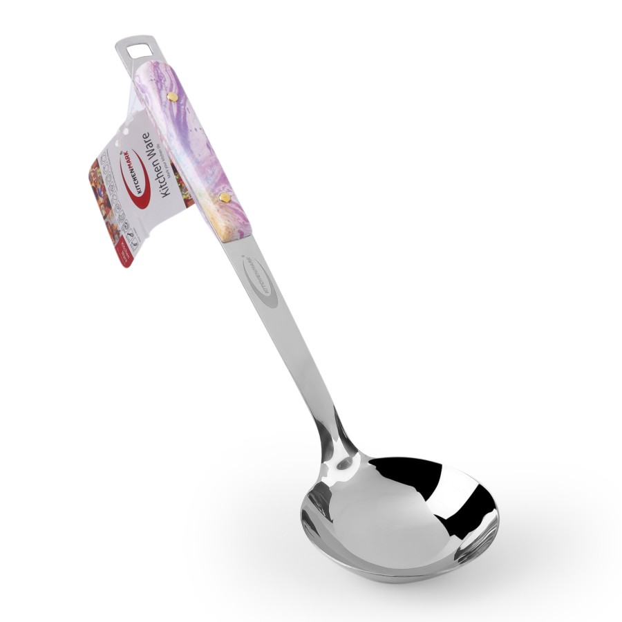 KITCHENMARK Stainless Steel Ladle Soup Spoon - Pink Pattern