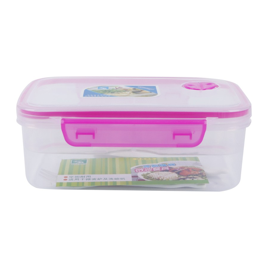 Generic Rectangular Plastic Airtight Lunch Box 800ml - Pink