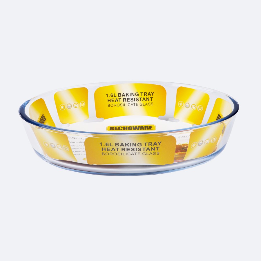 BECHOWARE 1.6L Glass Oval Baking Tray 