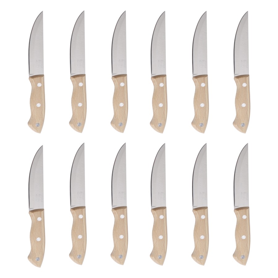 Generic 12pcs Stainless Steel Senior Kitchen Knife with Wooden Handle 22cm