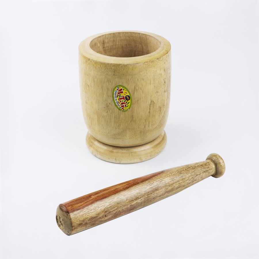 Generic Wooden Mortar Pestle Set 15cm