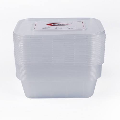 KITCHENMARK 15pcs Plastic Take Away Containers 600ml - Transparent