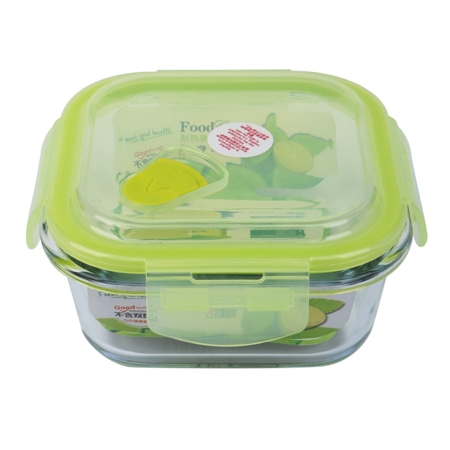 Generic Glass Storage Square Food Container 520ml - Green