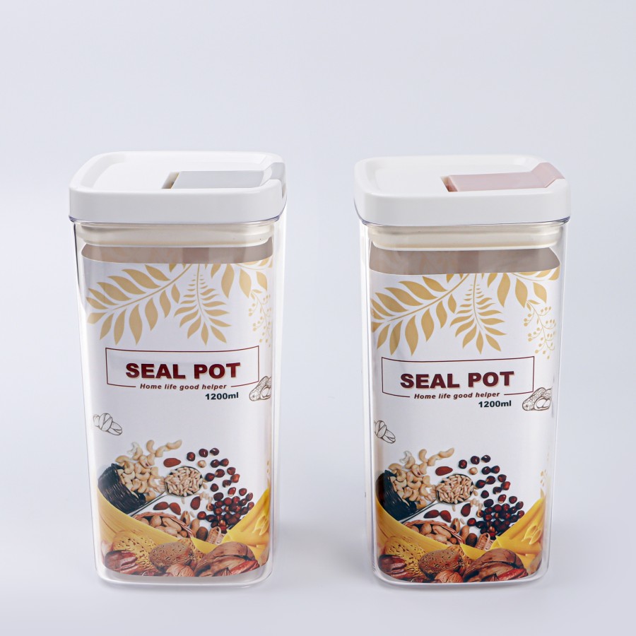 KITCHENMARK Seal Pot Square Container 1200 mL - 2 Color Pack 