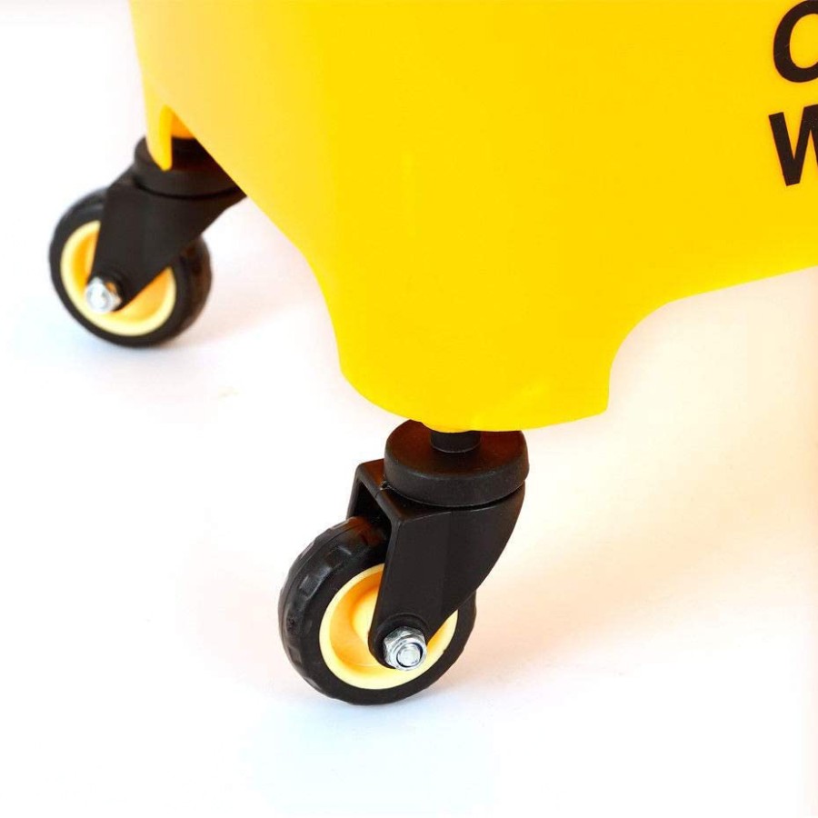 Oaxy Plastic Cleaning Trolley with Mop Bucket Wiper - Yellow