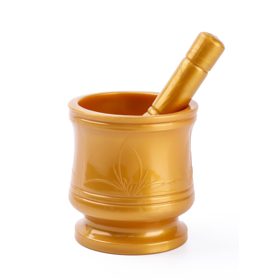 Generic Plastic Mortar Pestle Set 10.5cm - Golden