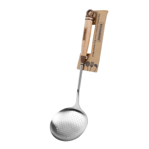 BECHOWARE Stainless Steel Wooden Handle Skimmer 40cm