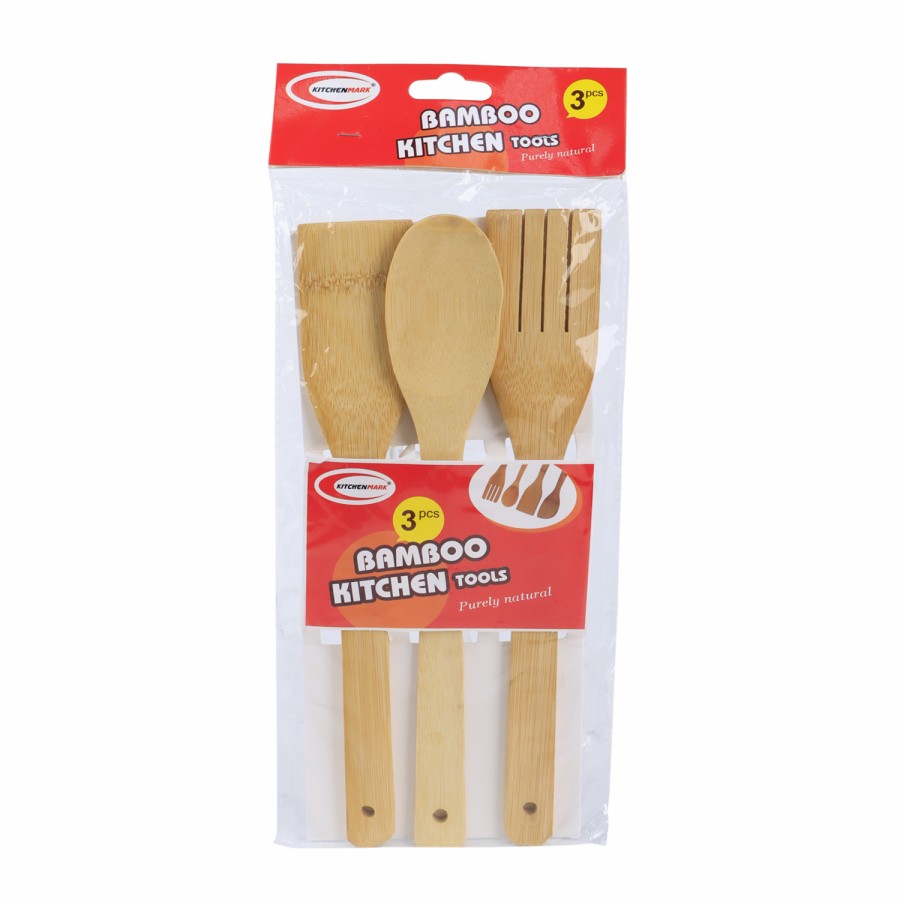 KITCHENMARK 3pc Bamboo Kitchen Spoon Set