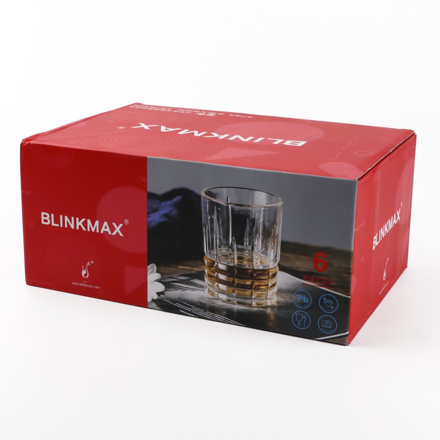 BLINKMAX 6pc Water Glass Tumbler Set Transparent Drinkware 350ml