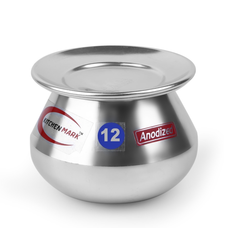 KITCHENMARK Anodized Aluminium Stockpot Biryani Pot with Lid - 12