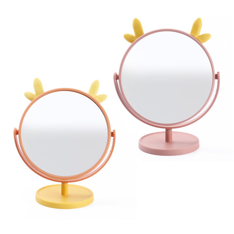 Generic Tabletop Desk Makeup Round Mirror 15cm - 2 Color Pack