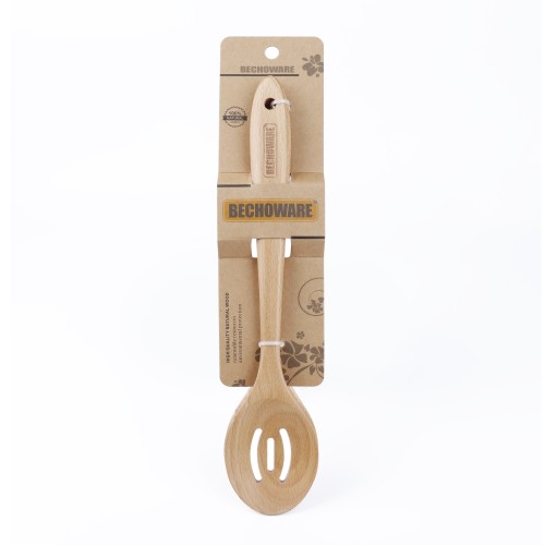 BECHOWARE Wooden Slotted Spoon 33cm