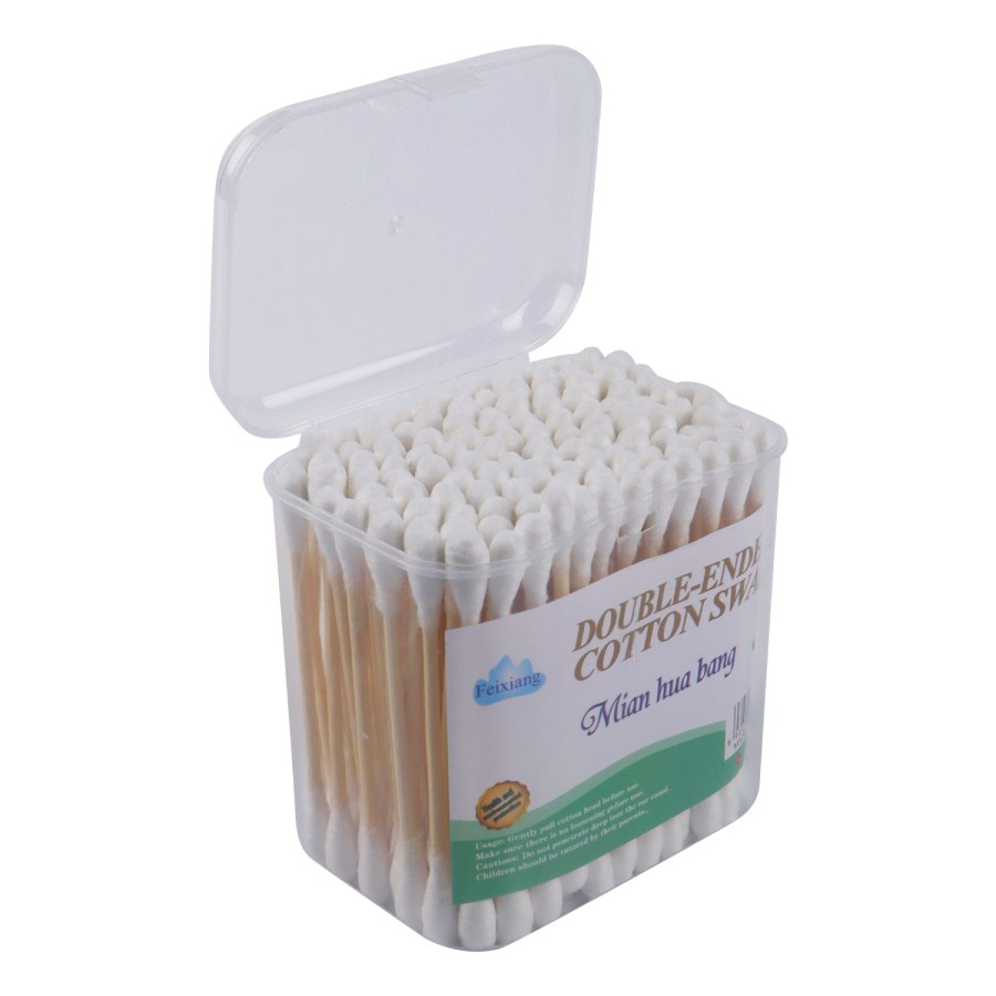 Generic 4pc of 100 Double Ended Cotton Buds Rectangular Shaped Pack - White