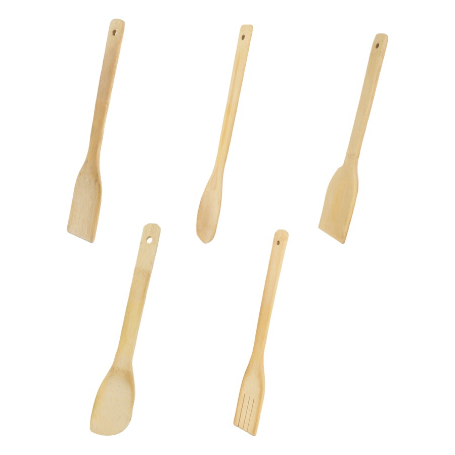 KITCHENMARK 5pc Bamboo Kitchen Spoon Set