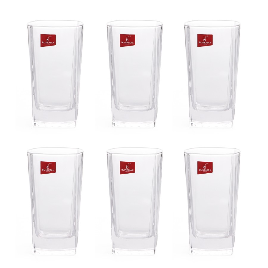 BLINKMAX 6pc Water Glass Tumbler Set Transparent Drinkware 210ml