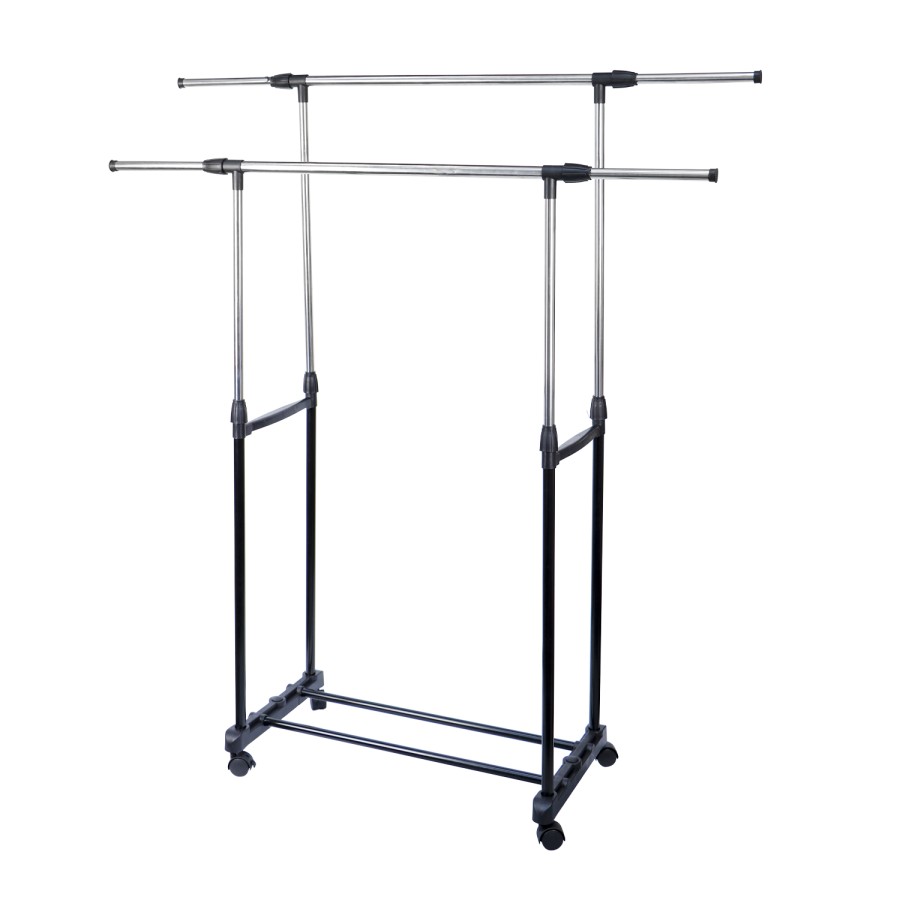 Generic Double Pole Telescopic Cloth Stand 160x130cm - Black