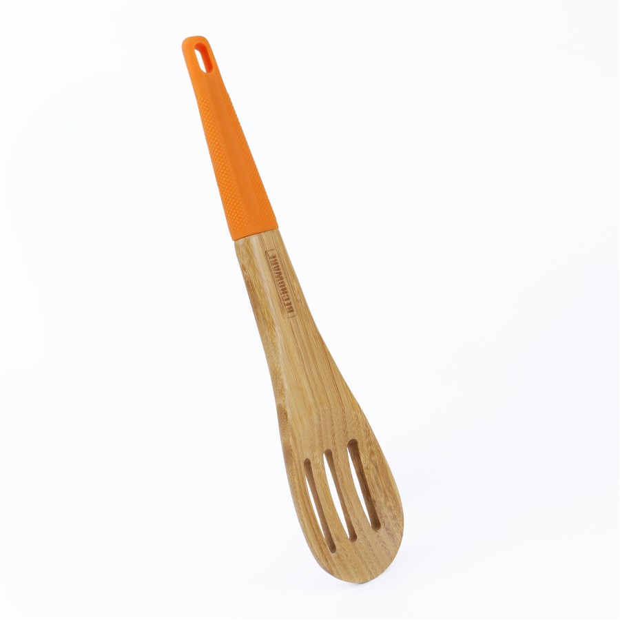 BECHOWARE Wooden Slotted Spoon 32cm - Orange