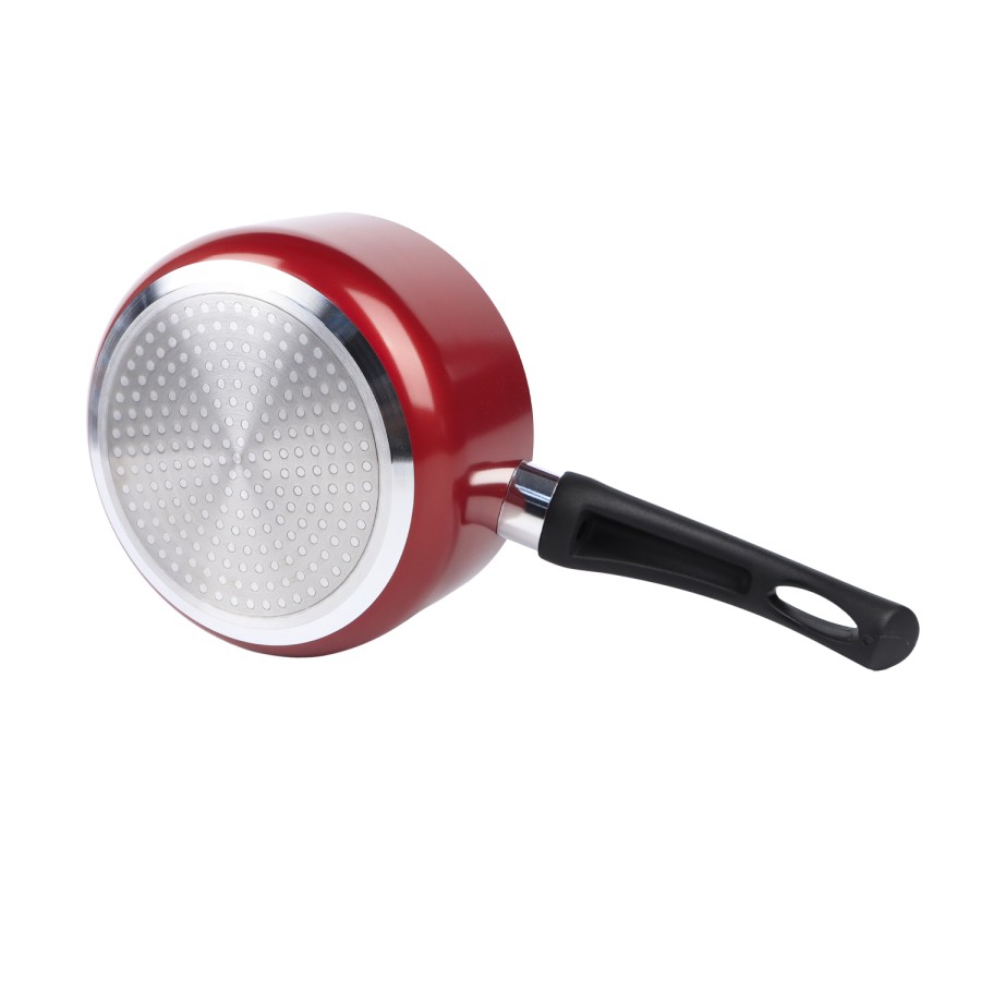 KITCHENMARK Nonstick Aluminium Saucepan with Glass Lid 18cm - Red