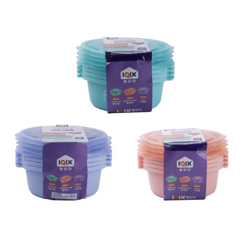 Generic Plastic Round 4pc Microwavable Food Storage Container 500ml - 3 Color Pack