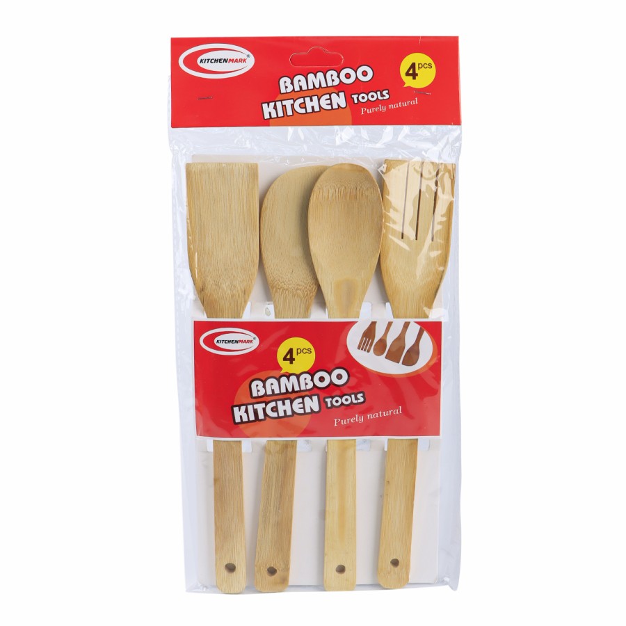 KITCHENMARK 4pc Bamboo Kitchen Spoon Set