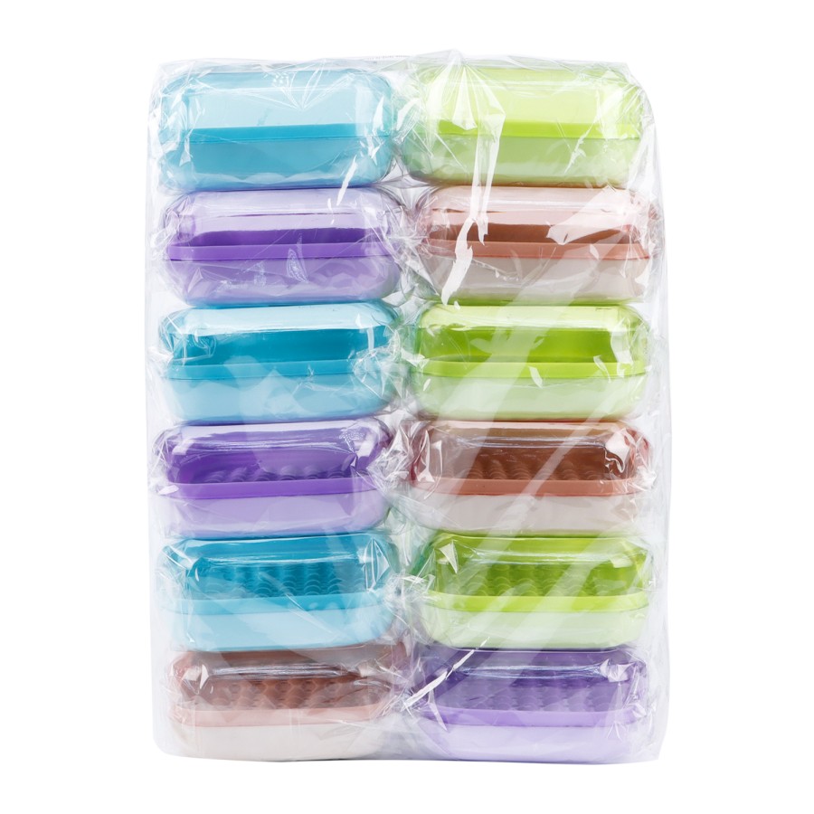 Generic Transparent Desgin Plastic Soap Box 12pc Pack - 4 Color Pack