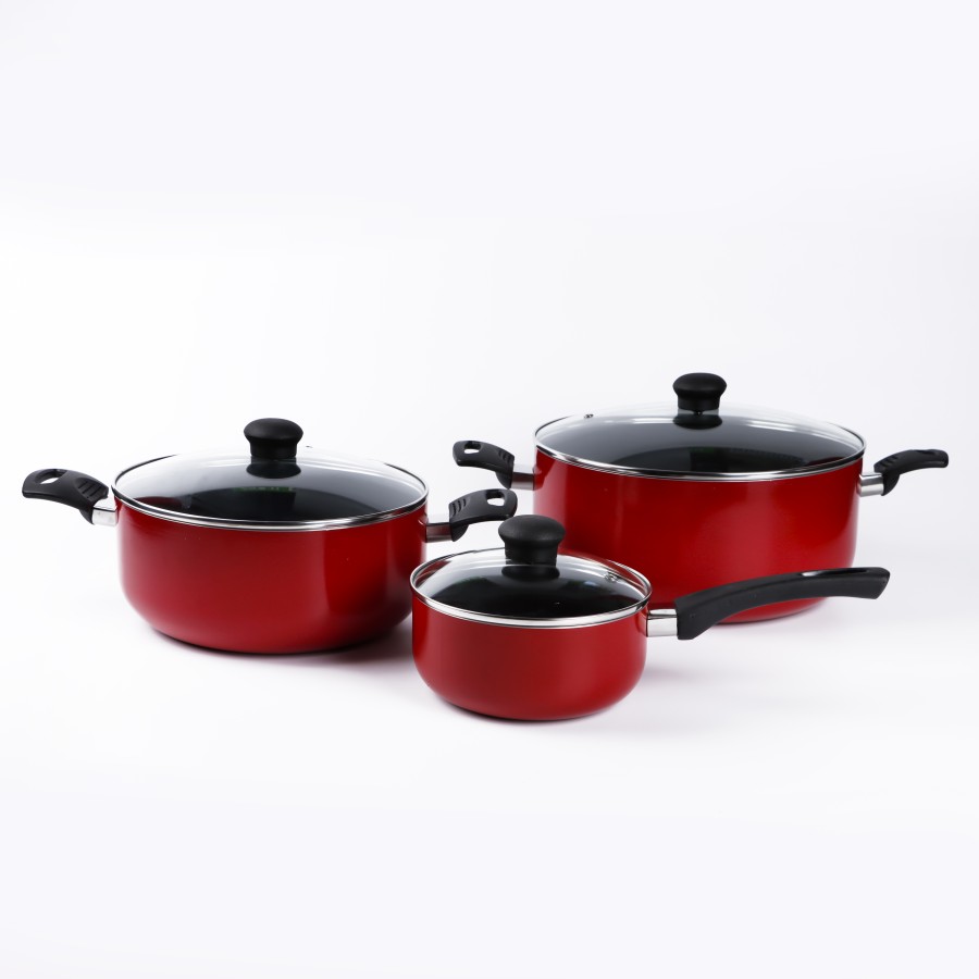 KITCHENMARK 12pc Non-stick Cookware Set - Red