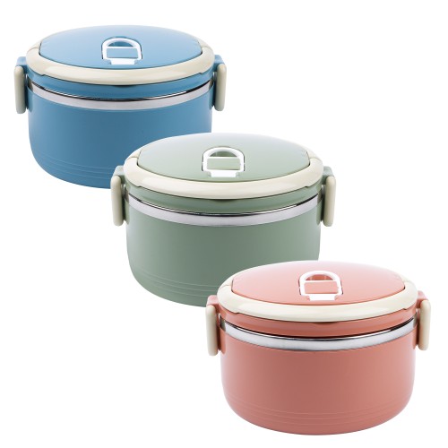 Generic Stainless Steel Round Single Layer Lunch Box 500mL - 3 Color Pack