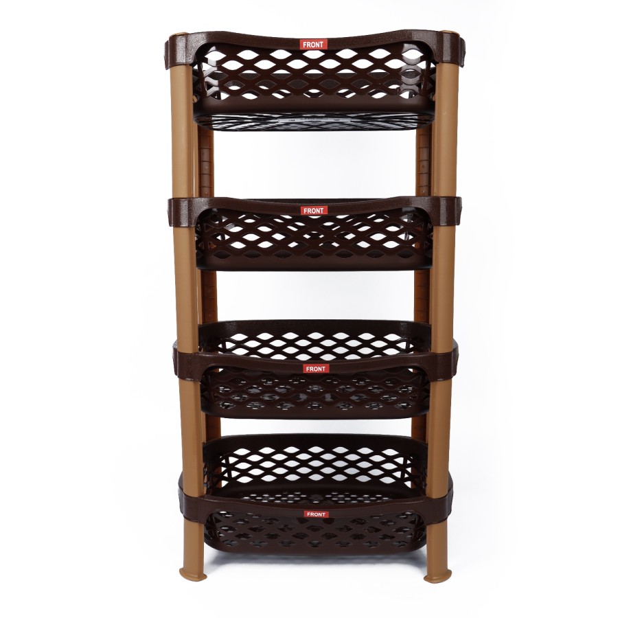 Nakoda Prestige Plastic Rectangle Rack 4 Tier Big - 80x30.5cm Brown