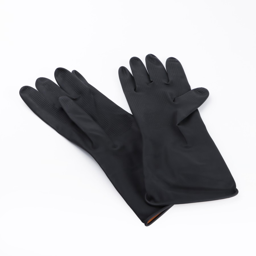 Generic Rubber Latex Industrial Household Gloves Pair 35cm - Black