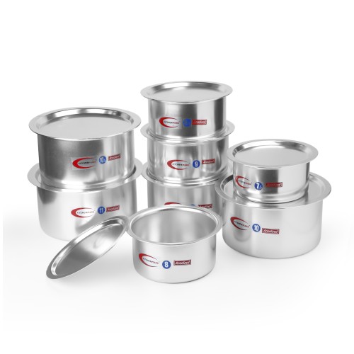 KITCHENMARK 8pc Aluminium Cooking Pot Topes with Lid -Anodized Finish 7.5