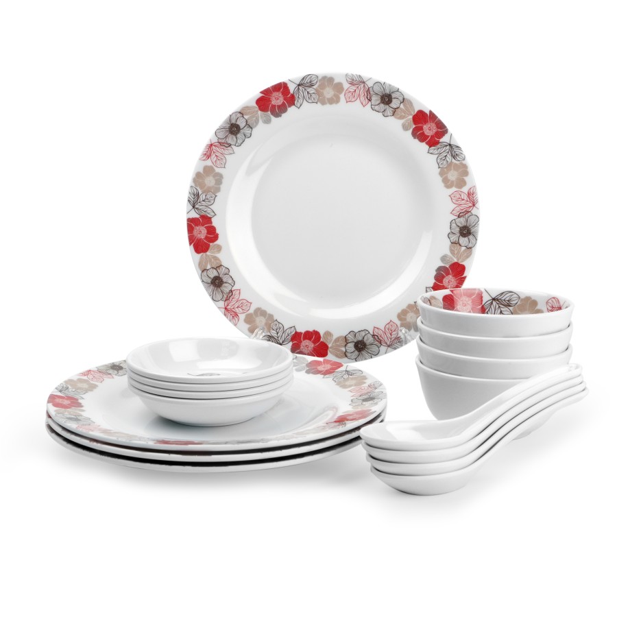 KITCHENMARK 22 pieces Melamine Dinner Set -  Orange Floral