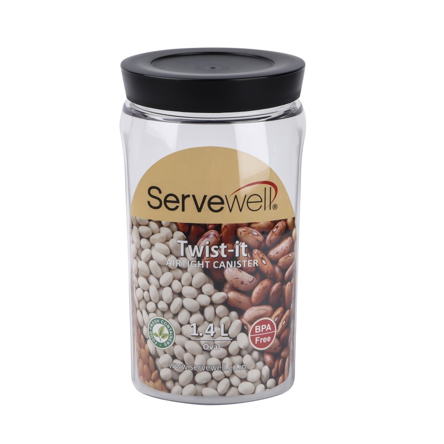 Servewell Airtight Canister Oval Transparent Container 1400ml