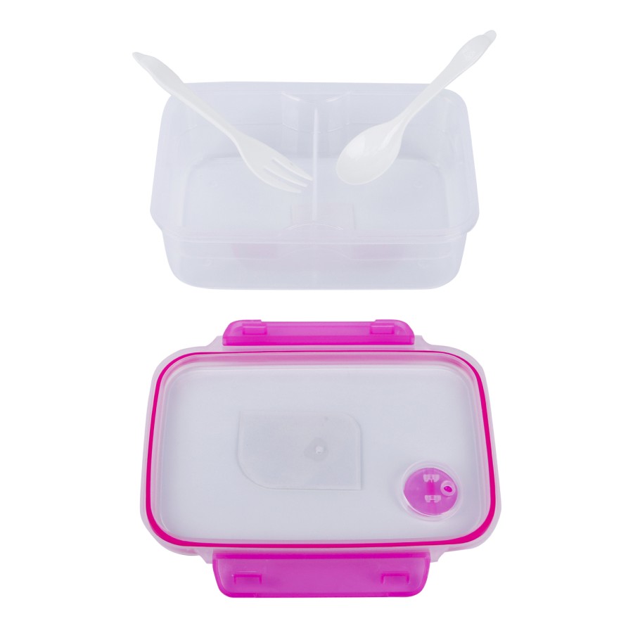 Generic Rectangular Plastic Airtight Lunch Box 800ml - Pink