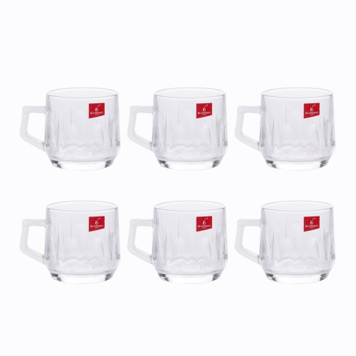 BLINKMAX 6pc Tea Cup Glass Tumbler Set Transparent Drinkware 210ml