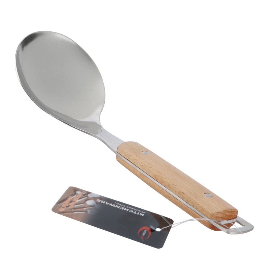 KITCHENMARK Stainless Steel Basting Rice Spoon with Wooden Handle - 25cm