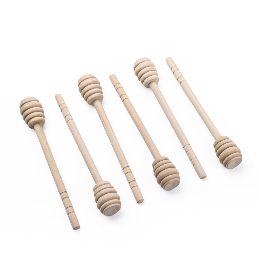 Generic Wooden Honey Dipper Muddler 6pc Pack