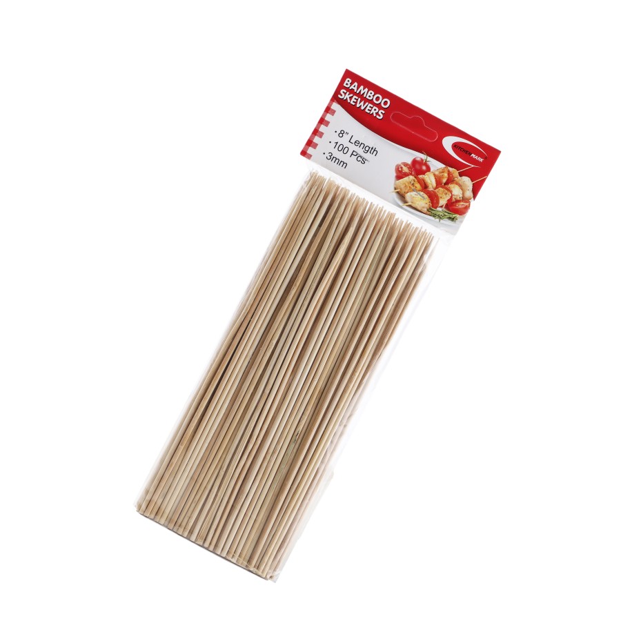 KITCHENMARK Bamboo BBQ Skewers 100pc Pack - 20cm