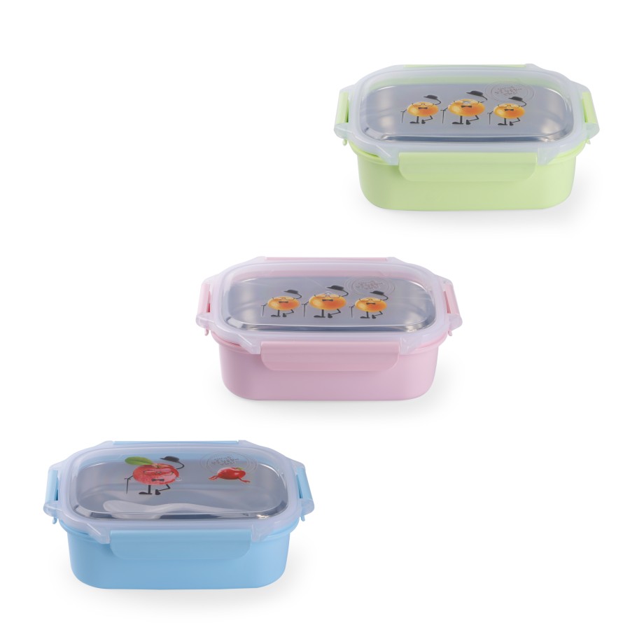 KITCHENMARK Stainless Steel Container Lunch Box 1300ml - 3 Color Pack