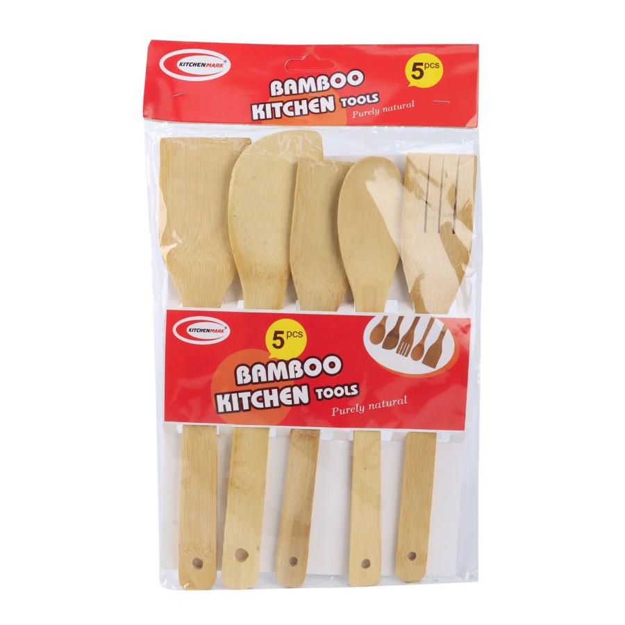 KITCHENMARK 5pc Bamboo Kitchen Spoon Set