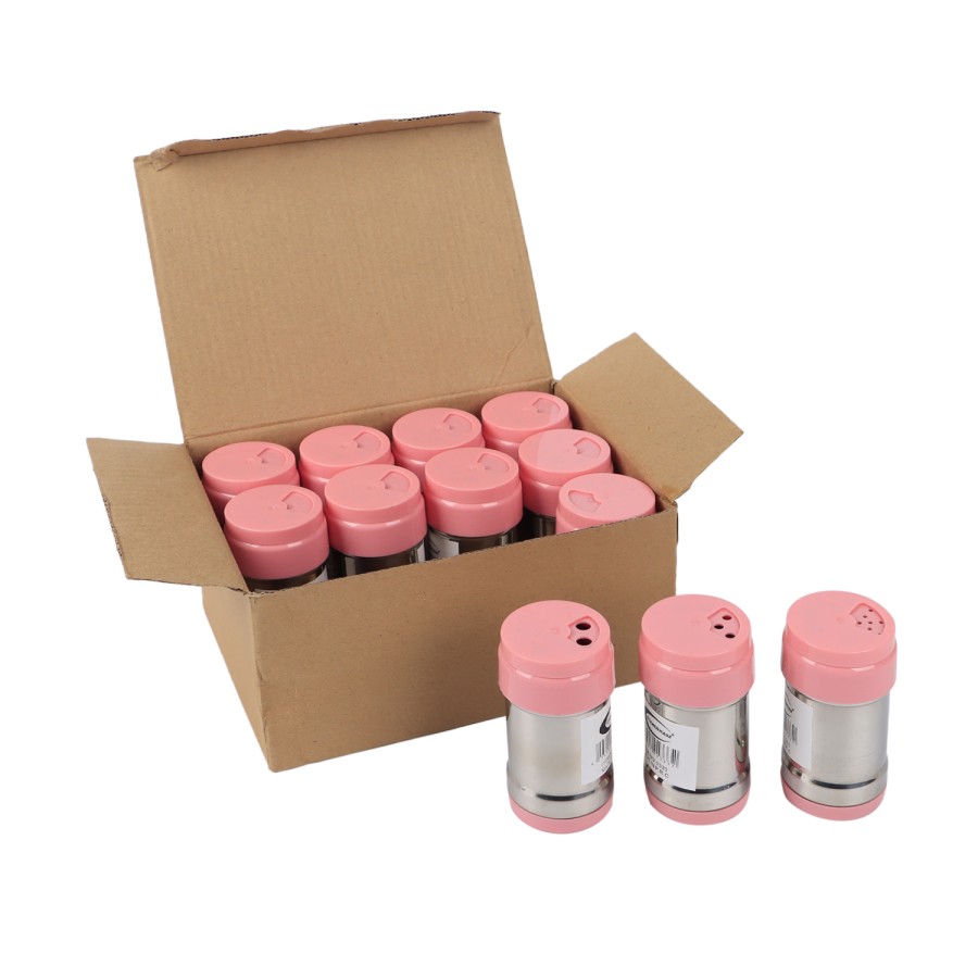 KITCHENMARK Salt & Pepper Bottle with 3 openings 12pc Set - Pink