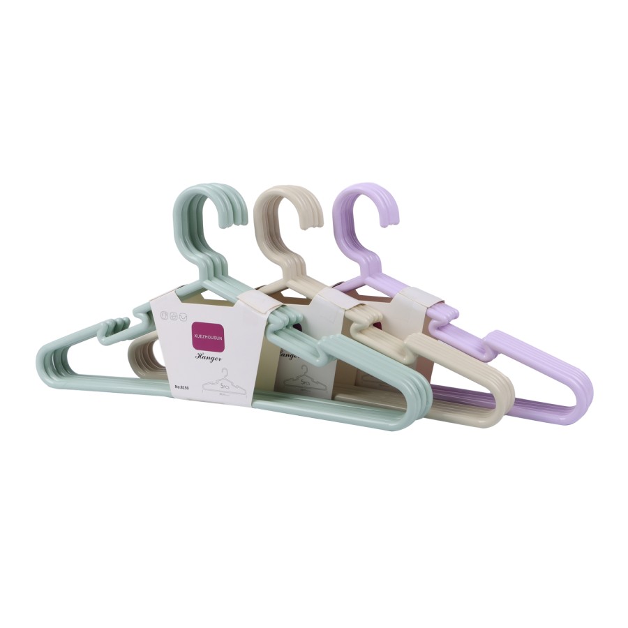 Generic 5pc Set Plastic Cloth Hanger - 70 Set Carton - Multicolor