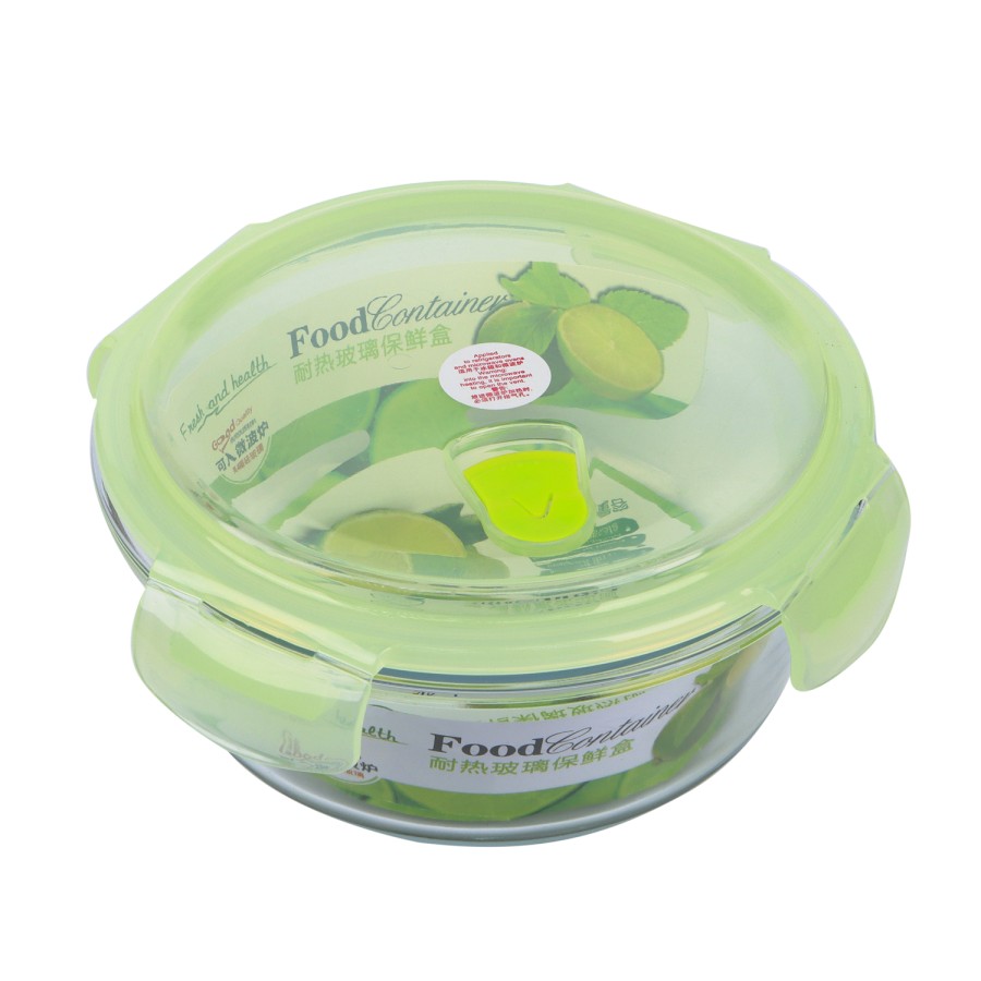 Generic Glass Storage Round Food Container 950ml - Green