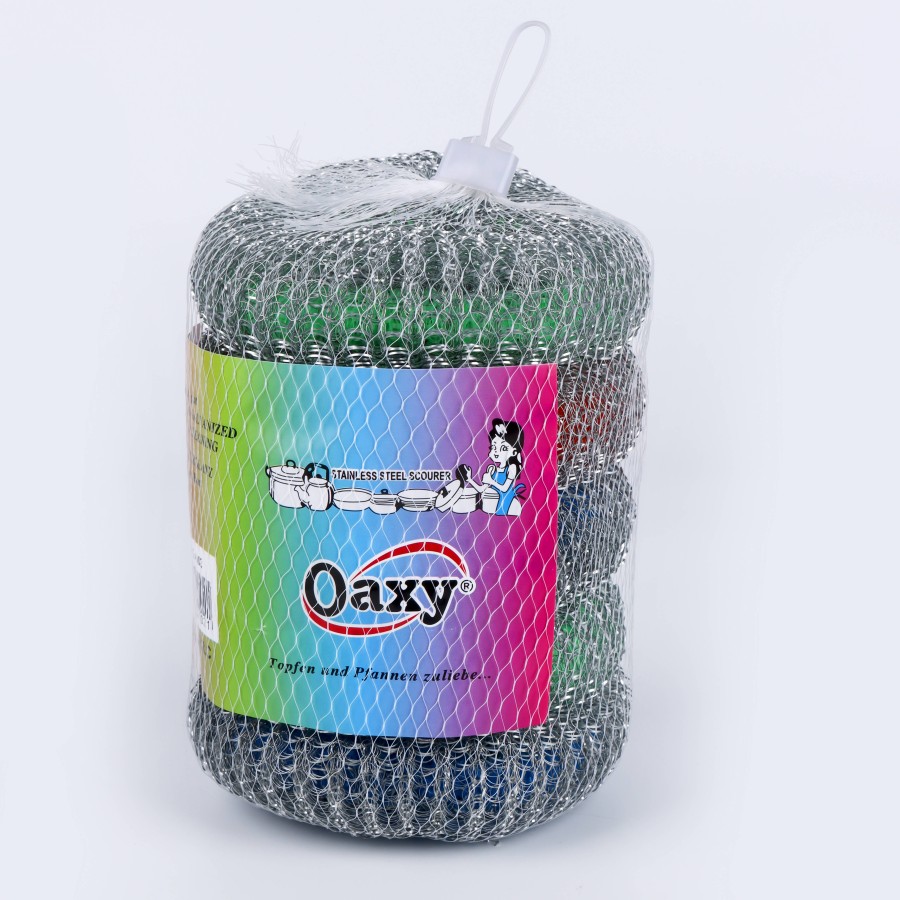 Oaxy Stainless Steel Wool Cleaning Scourer - 30 pcs in 6 packs - Multicolor