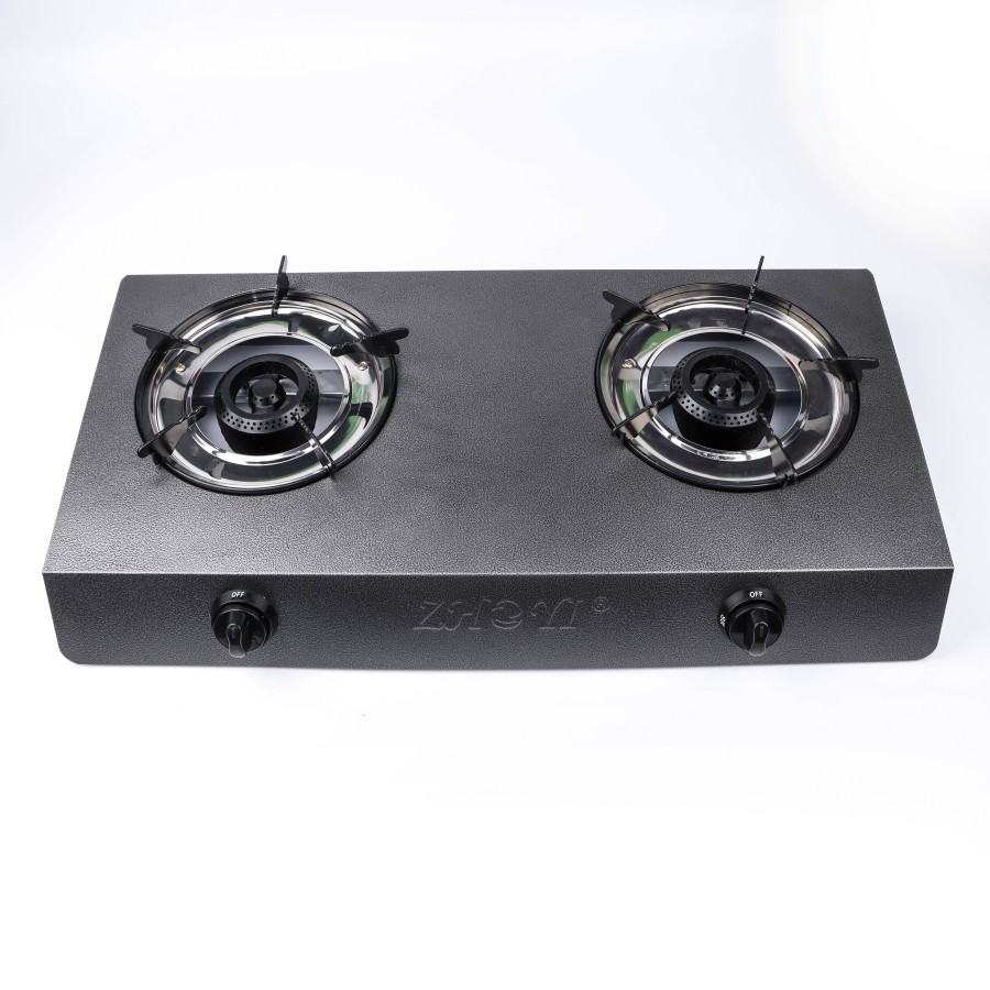 ZHOYI Stainless Steel Double Burner Tabletop Gas Stove - Grey